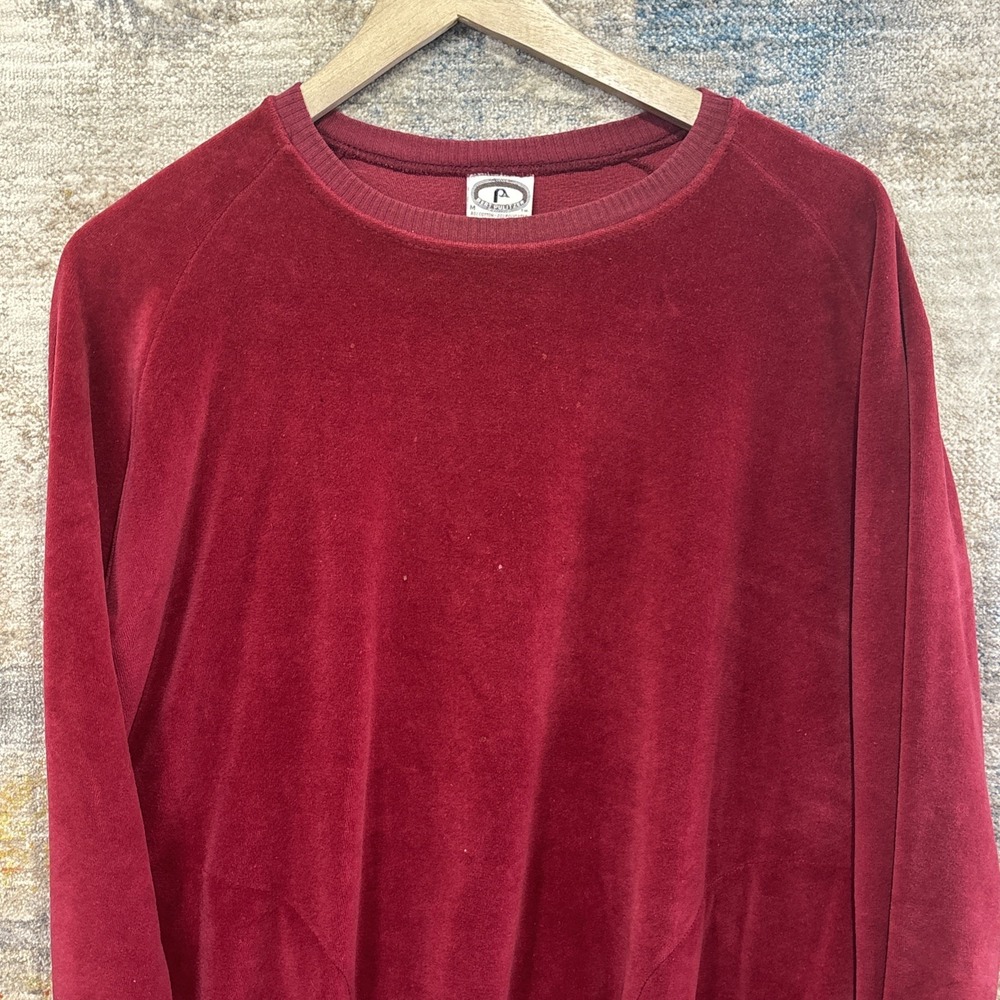 Vintage Bert Pulitzer Burgundy Velour Crewneck Pullover Preppy
